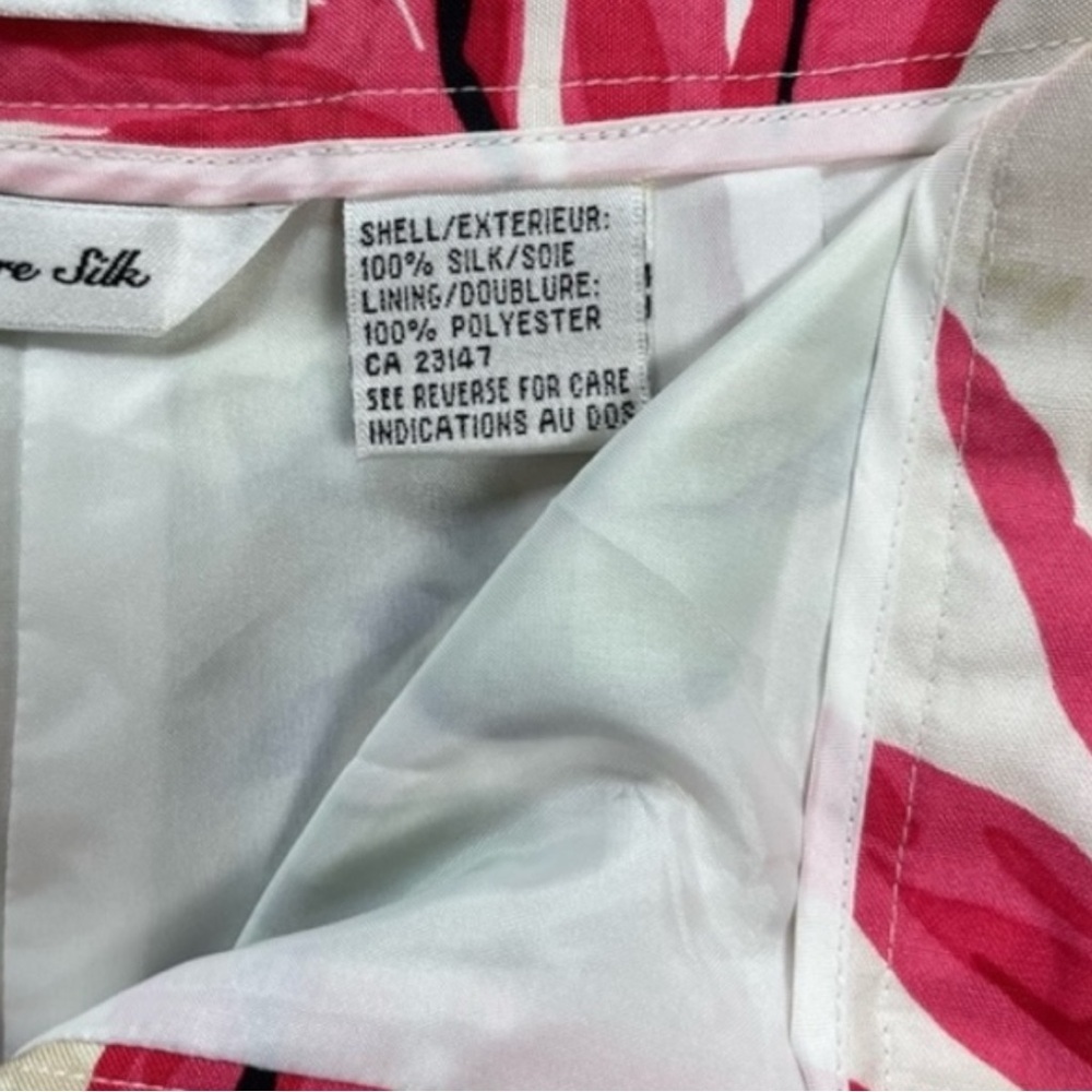 TALBOTS Silk Tropical Palm Leaf Print Pants in White / Pink Size 8 -- GORGEOUS!! - Picture 6 of 8